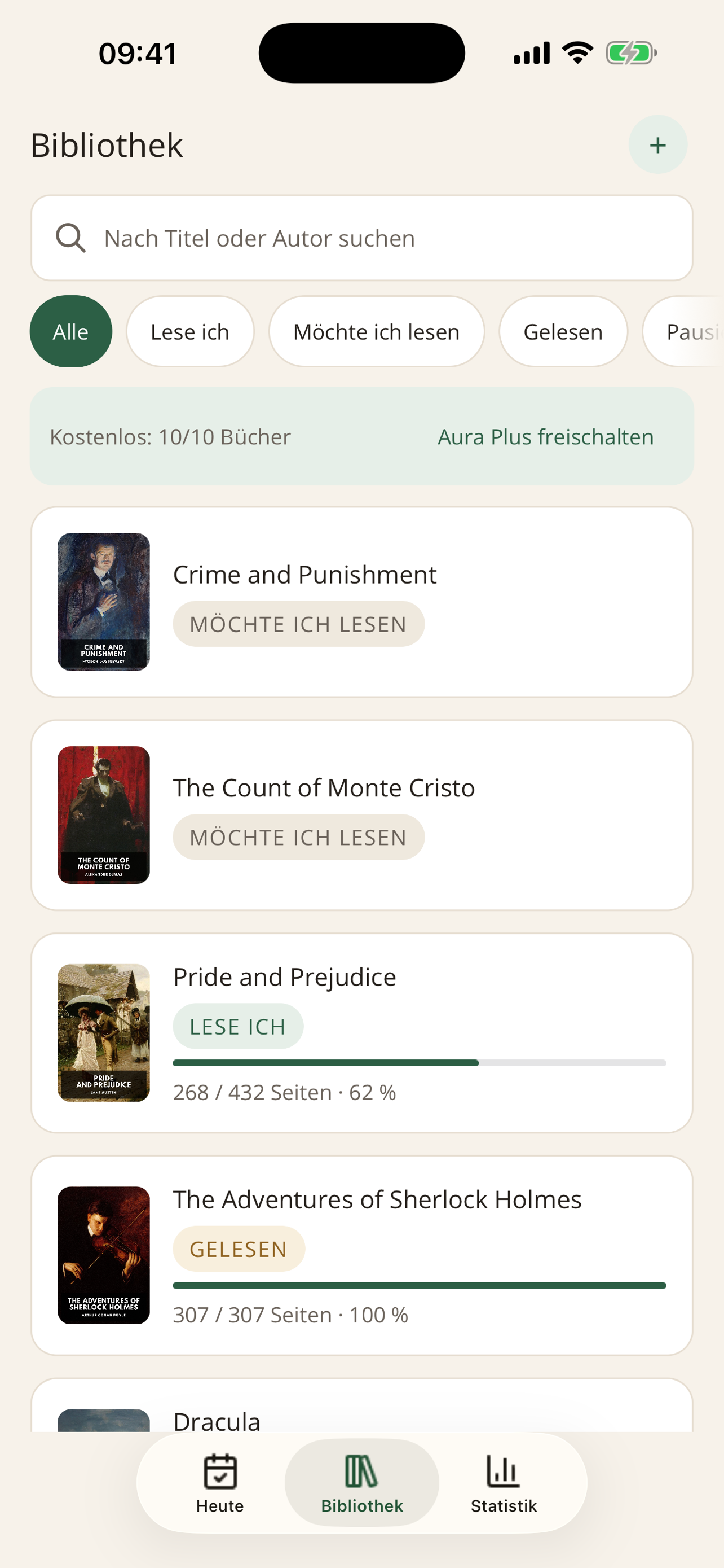 ReadAura Library — private Bibliothek mit Lesefortschritt